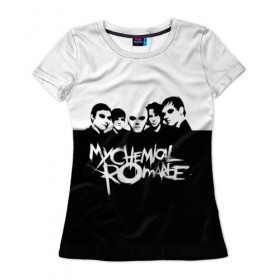 Женская футболка 3D с принтом My Chemical Romance в Тюмени, 100% полиэфир ( синтетическое хлопкоподобное полотно) | прямой крой, круглый вырез горловины, длина до линии бедер | gerard way | mcr | my chemical romance | альтернативный | группа | джерард уэй | май кемикал романс | мкр | мой химический роман | мхр | мцр | панк | поп | поппанк | рок | рэй торо