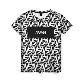 Женская футболка 3D с принтом VERSUS BATTLE-ЛАРИН в Тюмени, 100% полиэфир ( синтетическое хлопкоподобное полотно) | прямой крой, круглый вырез горловины, длина до линии бедер | rap | versus battle | битва | ларин | молодежный стиль | рэп | рэп батл | рэп битва | рэперы