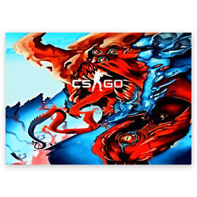Поздравительная открытка с принтом CS GO Hyper Beast в Тюмени, 100% бумага | плотность бумаги 280 г/м2, матовая, на обратной стороне линовка и место для марки
 | awp | counter strike | game | skin | авп | игры | прикольные | скин
