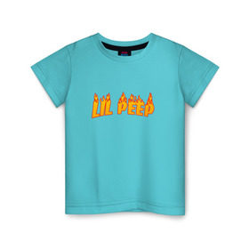 Детская футболка хлопок с принтом Lil Peep flame в Тюмени, 100% хлопок | круглый вырез горловины, полуприлегающий силуэт, длина до линии бедер | lil peep | rap | густав ор | лил пип | рэп