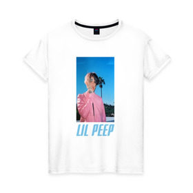 Женская футболка хлопок с принтом Лил Пип в Тюмени, 100% хлопок | прямой крой, круглый вырез горловины, длина до линии бедер, слегка спущенное плечо | lil peep | rap | густав ор | лил пип | рэп