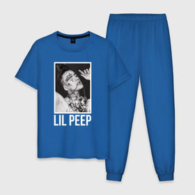 Мужская пижама хлопок с принтом Little fashion в Тюмени, 100% хлопок | брюки и футболка прямого кроя, без карманов, на брюках мягкая резинка на поясе и по низу штанин
 | lil peep | rap | густав ор | лил пип | рэп