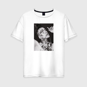 Женская футболка хлопок Oversize с принтом Little fashion в Тюмени, 100% хлопок | свободный крой, круглый ворот, спущенный рукав, длина до линии бедер
 | lil peep | rap | густав ор | лил пип | рэп
