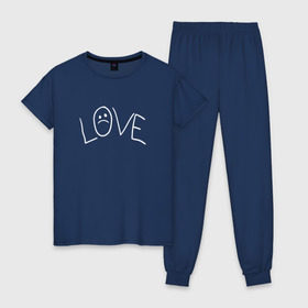 Женская пижама хлопок с принтом Lil Love Tattoo в Тюмени, 100% хлопок | брюки и футболка прямого кроя, без карманов, на брюках мягкая резинка на поясе и по низу штанин | lil peep | rap | густав ор | лил пип | рэп