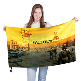 Флаг 3D с принтом FALLOUT в Тюмени, 100% полиэстер | плотность ткани — 95 г/м2, размер — 67 х 109 см. Принт наносится с одной стороны | fallout 4 | game | logo | nuka kola | игры | питбой | пустошь | убежище 101