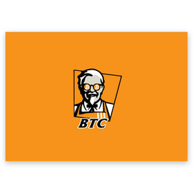 Поздравительная открытка с принтом BITCOIN в стиле KFC в Тюмени, 100% бумага | плотность бумаги 280 г/м2, матовая, на обратной стороне линовка и место для марки
 | Тематика изображения на принте: bitcoin | btc | crypto | kfc | биткоин | валюта | деньги | криптовалюта | цифровое золото