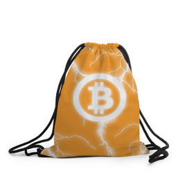 Рюкзак-мешок 3D с принтом BITCOIN в Тюмени, 100% полиэстер | плотность ткани — 200 г/м2, размер — 35 х 45 см; лямки — толстые шнурки, застежка на шнуровке, без карманов и подкладки | Тематика изображения на принте: bitcoin | btc | coin | crypto | ethereum | money | orange | биткоин | валюта | деньги | известные | криптовалюта | логотип | монета | надписи.cash | оранжевый | цвет | цифровое золото | эфир