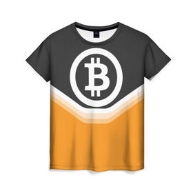 Женская футболка 3D с принтом BITCOIN UNIFORM в Тюмени, 100% полиэфир ( синтетическое хлопкоподобное полотно) | прямой крой, круглый вырез горловины, длина до линии бедер | bitcoin | btc | coin | crypto | ethereum | money | orange | биткоин | валюта | деньги | известные | криптовалюта | логотип | монета | надписи.cash | оранжевый | цвет | цифровое золото | эфир