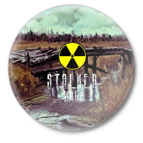 Значок с принтом S.T.A.L.K.E.R ИЛЬЯ в Тюмени,  металл | круглая форма, металлическая застежка в виде булавки | s.t.a.l.k.e.r. | stalker |   припять | илья | сталкер | чернобыль