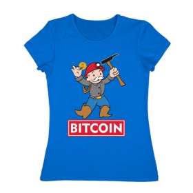 Женская футболка хлопок с принтом Bitcoin Miner в Тюмени, 100% хлопок | прямой крой, круглый вырез горловины, длина до линии бедер, слегка спущенное плечо | 