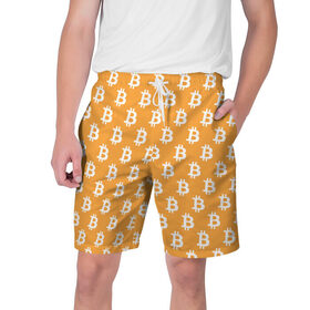 Мужские шорты 3D с принтом Bitcoin в Тюмени,  полиэстер 100% | прямой крой, два кармана без застежек по бокам. Мягкая трикотажная резинка на поясе, внутри которой широкие завязки. Длина чуть выше колен | Тематика изображения на принте: bitcoin | биткоин | деньги
