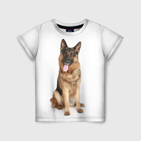 Детская футболка 3D с принтом Верный друг в Тюмени, 100% гипоаллергенный полиэфир | прямой крой, круглый вырез горловины, длина до линии бедер, чуть спущенное плечо, ткань немного тянется |  овчарка | пес | собака