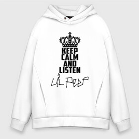 Мужское худи Oversize хлопок с принтом Keep calm and listen Lil Peep в Тюмени, френч-терри — 70% хлопок, 30% полиэстер. Мягкий теплый начес внутри —100% хлопок | боковые карманы, эластичные манжеты и нижняя кромка, капюшон на магнитной кнопке | Тематика изображения на принте: awful things | gustav hr | lil peep | густав ор | клауд | клауд рэп | лил | певец | пип | пост эмо | реп | репер | рэп | рэпер | трэп | хип | хип хоп | хипхоп | хоп | эмо | эмо трэп