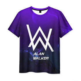 Мужская футболка 3D с принтом Alan Walker SPACE COLLECTION в Тюмени, 100% полиэфир | прямой крой, круглый вырез горловины, длина до линии бедер | Тематика изображения на принте: alan walker | club | music | абстракция | клубная музыка | космос | краски | музыка