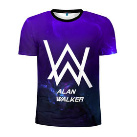 Мужская футболка 3D спортивная с принтом Alan Walker SPACE COLLECTION в Тюмени, 100% полиэстер с улучшенными характеристиками | приталенный силуэт, круглая горловина, широкие плечи, сужается к линии бедра | Тематика изображения на принте: alan walker | club | music | абстракция | клубная музыка | космос | краски | музыка