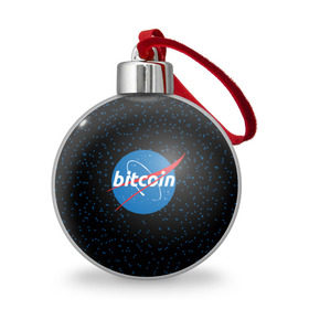 Ёлочный шар с принтом BITCOIN в стиле NASA в Тюмени, Пластик | Диаметр: 77 мм | bitcoin | btc | crypto | биткоин | валюта | деньги | криптовалюта | майнер | майнинг | цифровое золото