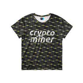 Детская футболка 3D с принтом CRYPTO MINER в Тюмени, 100% гипоаллергенный полиэфир | прямой крой, круглый вырез горловины, длина до линии бедер, чуть спущенное плечо, ткань немного тянется | bitcoin | btc | crypto | miner | mining | биткоин | валюта | деньги | криптовалюта | майнинг | цифровое золото