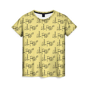 Женская футболка 3D с принтом LiL PEEP Pattern в Тюмени, 100% полиэфир ( синтетическое хлопкоподобное полотно) | прямой крой, круглый вырез горловины, длина до линии бедер | band | cry baby | emo | lil peep | music | musician | rap | swag | логотип | музыка | музыкант | нытик. | рэп | сваг | эмо