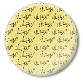 Значок с принтом LiL PEEP Pattern в Тюмени,  металл | круглая форма, металлическая застежка в виде булавки | band | cry baby | emo | lil peep | music | musician | rap | swag | логотип | музыка | музыкант | нытик. | рэп | сваг | эмо