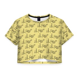 Женская футболка 3D укороченная с принтом LiL PEEP Pattern в Тюмени, 100% полиэстер | круглая горловина, длина футболки до линии талии, рукава с отворотами | band | cry baby | emo | lil peep | music | musician | rap | swag | логотип | музыка | музыкант | нытик. | рэп | сваг | эмо