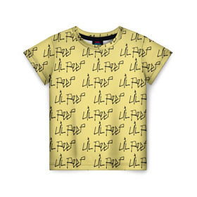 Детская футболка 3D с принтом LiL PEEP Pattern в Тюмени, 100% гипоаллергенный полиэфир | прямой крой, круглый вырез горловины, длина до линии бедер, чуть спущенное плечо, ткань немного тянется | Тематика изображения на принте: band | cry baby | emo | lil peep | music | musician | rap | swag | логотип | музыка | музыкант | нытик. | рэп | сваг | эмо