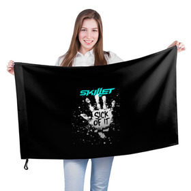 Флаг 3D с принтом Sick of it в Тюмени, 100% полиэстер | плотность ткани — 95 г/м2, размер — 67 х 109 см. Принт наносится с одной стороны | awake | monster | skillet | джон купер | кори купер | рок