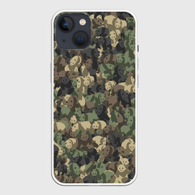 Чехол для iPhone 13 с принтом Камуфляж с пандами в Тюмени,  |  | wwf | животные | китай | медведь | милитари | панда | паттрен | хаки