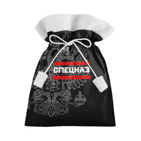 Подарочный 3D мешок с принтом Спецназ белый герб РФ в Тюмени, 100% полиэстер | Размер: 29*39 см | Тематика изображения на принте: орел | черный
