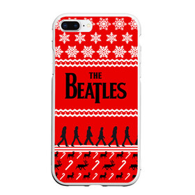 Чехол для iPhone 7Plus/8 Plus матовый с принтом Праздничный The Beatles в Тюмени, Силикон | Область печати: задняя сторона чехла, без боковых панелей | Тематика изображения на принте: beatles | the beatles | бител | битлз | битлс | битлы | группа | джон леннон | джордж харрисон | жуки | знак | красный | ливерпульская четвёрка | мерсибит | надпись | новогодний | новый год | пол маккартни | поп