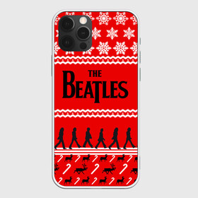 Чехол для iPhone 12 Pro с принтом Праздничный The Beatles в Тюмени, силикон | область печати: задняя сторона чехла, без боковых панелей | beatles | the beatles | бител | битлз | битлс | битлы | группа | джон леннон | джордж харрисон | жуки | знак | красный | ливерпульская четвёрка | мерсибит | надпись | новогодний | новый год | пол маккартни | поп