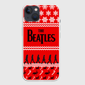 Чехол для iPhone 13 с принтом Праздничный The Beatles в Тюмени,  |  | beatles | the beatles | бител | битлз | битлс | битлы | группа | джон леннон | джордж харрисон | жуки | знак | красный | ливерпульская четвёрка | мерсибит | надпись | новогодний | новый год | пол маккартни | поп