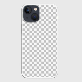 Чехол для iPhone 13 mini с принтом Прозрачность в Тюмени,  |  | Тематика изображения на принте: opacity | photoshop | transparent | белый | дизайнер | квадратики | клетки | паттрен | прозрачный | серый | фотошоп