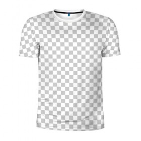Мужская футболка 3D спортивная с принтом Прозрачность в Тюмени, 100% полиэстер с улучшенными характеристиками | приталенный силуэт, круглая горловина, широкие плечи, сужается к линии бедра | opacity | photoshop | transparent | белый | дизайнер | квадратики | клетки | паттрен | прозрачный | серый | фотошоп