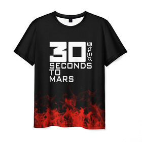 Мужская футболка 3D с принтом 30 seconds to mars в Тюмени, 100% полиэфир | прямой крой, круглый вырез горловины, длина до линии бедер | 30 seconds to mars | band | metal | music | rock | атрибутика | группа | метал | музыка | рок