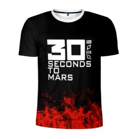 Мужская футболка 3D спортивная с принтом 30 seconds to mars в Тюмени, 100% полиэстер с улучшенными характеристиками | приталенный силуэт, круглая горловина, широкие плечи, сужается к линии бедра | Тематика изображения на принте: 30 seconds to mars | band | metal | music | rock | атрибутика | группа | метал | музыка | рок