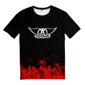 Мужская футболка 3D с принтом Aerosmith в Тюмени, 100% полиэфир | прямой крой, круглый вырез горловины, длина до линии бедер | aerosmith | band | metal | music | rock | атрибутика | группа | метал | музыка | рок