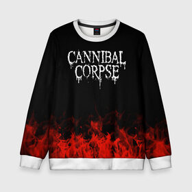 Детский свитшот 3D с принтом Cannibal Corpse в Тюмени, 100% полиэстер | свободная посадка, прямой крой, мягкая тканевая резинка на рукавах и понизу свитшота | Тематика изображения на принте: band | cannibal corpse | metal | music | rock | атрибутика | группа | метал | музыка | рок