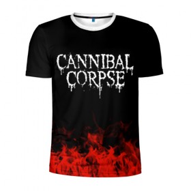 Мужская футболка 3D спортивная с принтом Cannibal Corpse в Тюмени, 100% полиэстер с улучшенными характеристиками | приталенный силуэт, круглая горловина, широкие плечи, сужается к линии бедра | band | cannibal corpse | metal | music | rock | атрибутика | группа | метал | музыка | рок