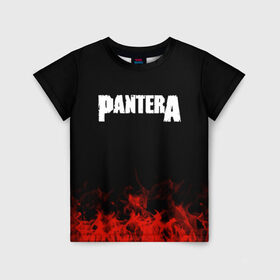Детская футболка 3D с принтом Pantera в Тюмени, 100% гипоаллергенный полиэфир | прямой крой, круглый вырез горловины, длина до линии бедер, чуть спущенное плечо, ткань немного тянется | Тематика изображения на принте: band | metal | music | pantera | rock | атрибутика | группа | метал | музыка | рок