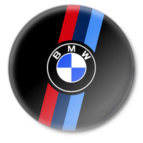 Значок с принтом BMW 2018 M Sport в Тюмени,  металл | круглая форма, металлическая застежка в виде булавки | bmw | bmw motorsport | bmw performance | carbon | m | motorsport | performance | sport | бмв | карбон | моторспорт | спорт