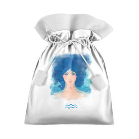 Подарочный 3D мешок с принтом Девушка Водолей в Тюмени, 100% полиэстер | Размер: 29*39 см | водолей | звезды | знаки зодиака | космос | созвездие
