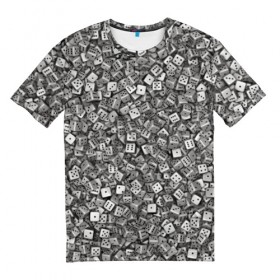 Мужская футболка 3D с принтом Игральные кубики в Тюмени, 100% полиэфир | прямой крой, круглый вырез горловины, длина до линии бедер | Тематика изображения на принте: dice | азарт | игра | казино | кости | куб | кубик | настолки | настольные | паттерн | рандом | удача