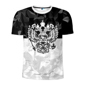 Мужская футболка 3D спортивная с принтом RUSSIA - Black Collection в Тюмени, 100% полиэстер с улучшенными характеристиками | приталенный силуэт, круглая горловина, широкие плечи, сужается к линии бедра | russia | герб | двуглавый орел | патриот | россия