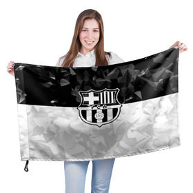 Флаг 3D с принтом FC Barca Black Collection в Тюмени, 100% полиэстер | плотность ткани — 95 г/м2, размер — 67 х 109 см. Принт наносится с одной стороны | fc barcelona | fcb | барселона | спорт | спортивные | футбол | футбольный клуб