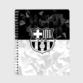 Тетрадь с принтом FC Barca Black Collection в Тюмени, 100% бумага | 48 листов, плотность листов — 60 г/м2, плотность картонной обложки — 250 г/м2. Листы скреплены сбоку удобной пружинной спиралью. Уголки страниц и обложки скругленные. Цвет линий — светло-серый
 | Тематика изображения на принте: fc barcelona | fcb | барселона | спорт | спортивные | футбол | футбольный клуб