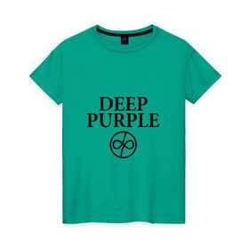 Женская футболка хлопок с принтом Deep Purple в Тюмени, 100% хлопок | прямой крой, круглый вырез горловины, длина до линии бедер, слегка спущенное плечо | 