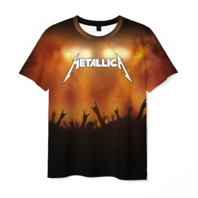 Мужская футболка 3D с принтом Metallica в Тюмени, 100% полиэфир | прямой крой, круглый вырез горловины, длина до линии бедер | Тематика изображения на принте: band | metal | metallica | music | rock | атрибутика | метал | музыка | рок