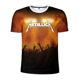 Мужская футболка 3D спортивная с принтом Metallica в Тюмени, 100% полиэстер с улучшенными характеристиками | приталенный силуэт, круглая горловина, широкие плечи, сужается к линии бедра | Тематика изображения на принте: band | metal | metallica | music | rock | атрибутика | метал | музыка | рок