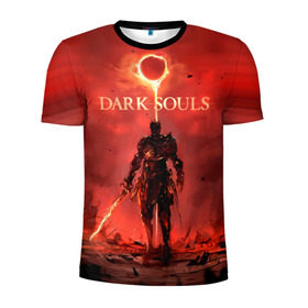 Мужская футболка 3D спортивная с принтом Dark Souls в Тюмени, 100% полиэстер с улучшенными характеристиками | приталенный силуэт, круглая горловина, широкие плечи, сужается к линии бедра | dark souls | praise the sun | you died | дарк соулс