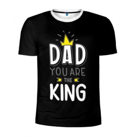 Мужская футболка 3D спортивная с принтом Папа король в Тюмени, 100% полиэстер с улучшенными характеристиками | приталенный силуэт, круглая горловина, широкие плечи, сужается к линии бедра | корона | любимый | отец | папа | подарок | популярный | прикольный | сюрприз | усы